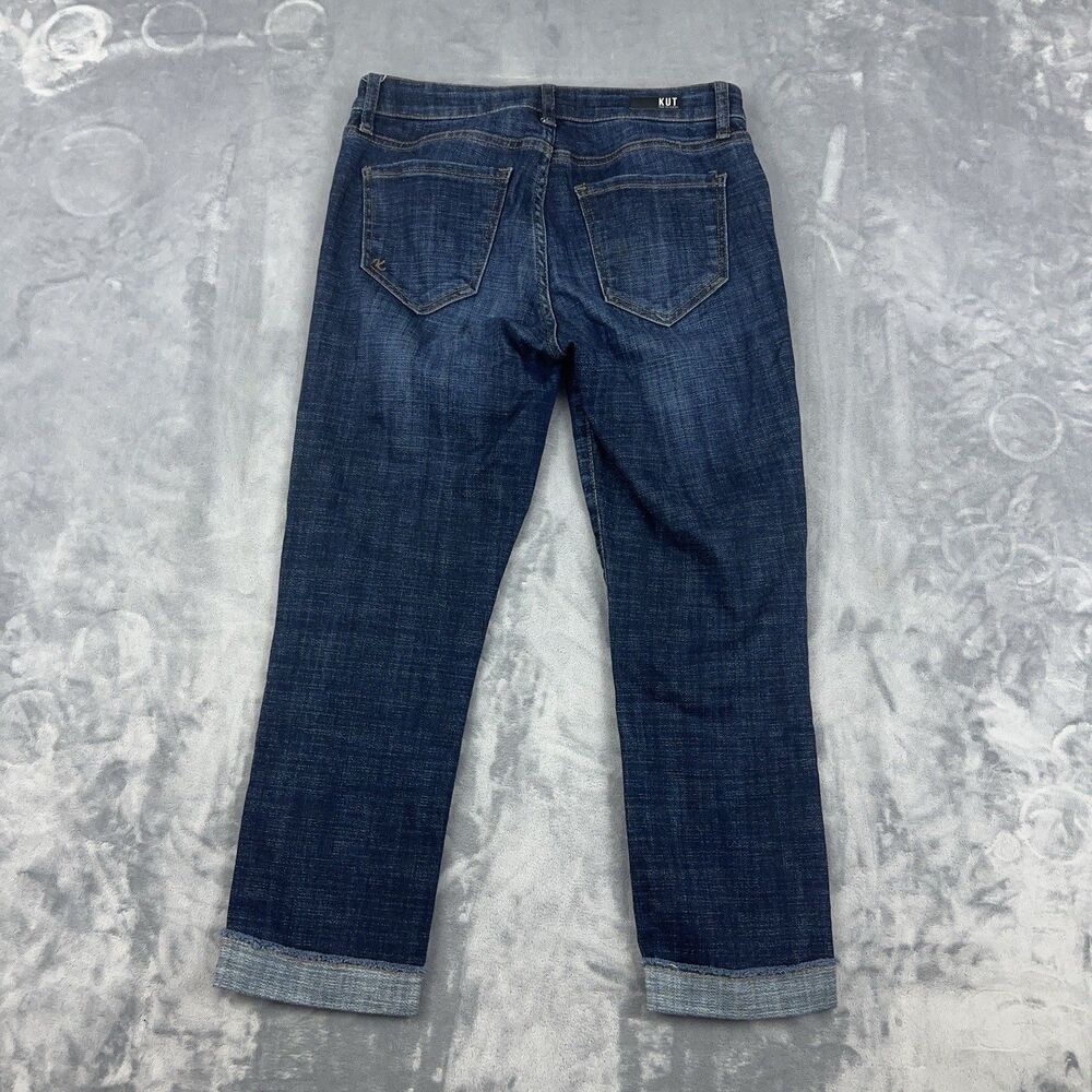 KUT From The Kloth Amy Crop Straight Leg Jeans Womens Size 4 Mid Rise Dark Wash - Picture 2 of 9